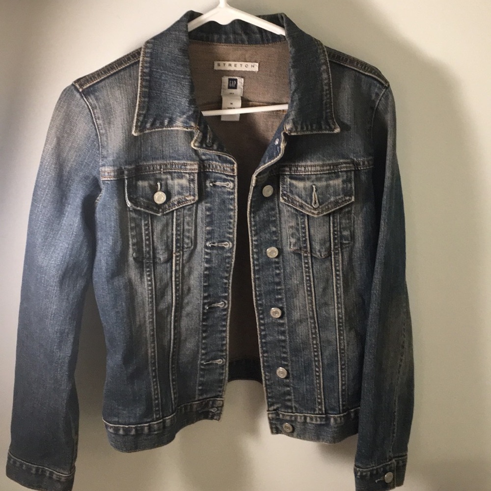 Lightly worn dark wash jean jacket